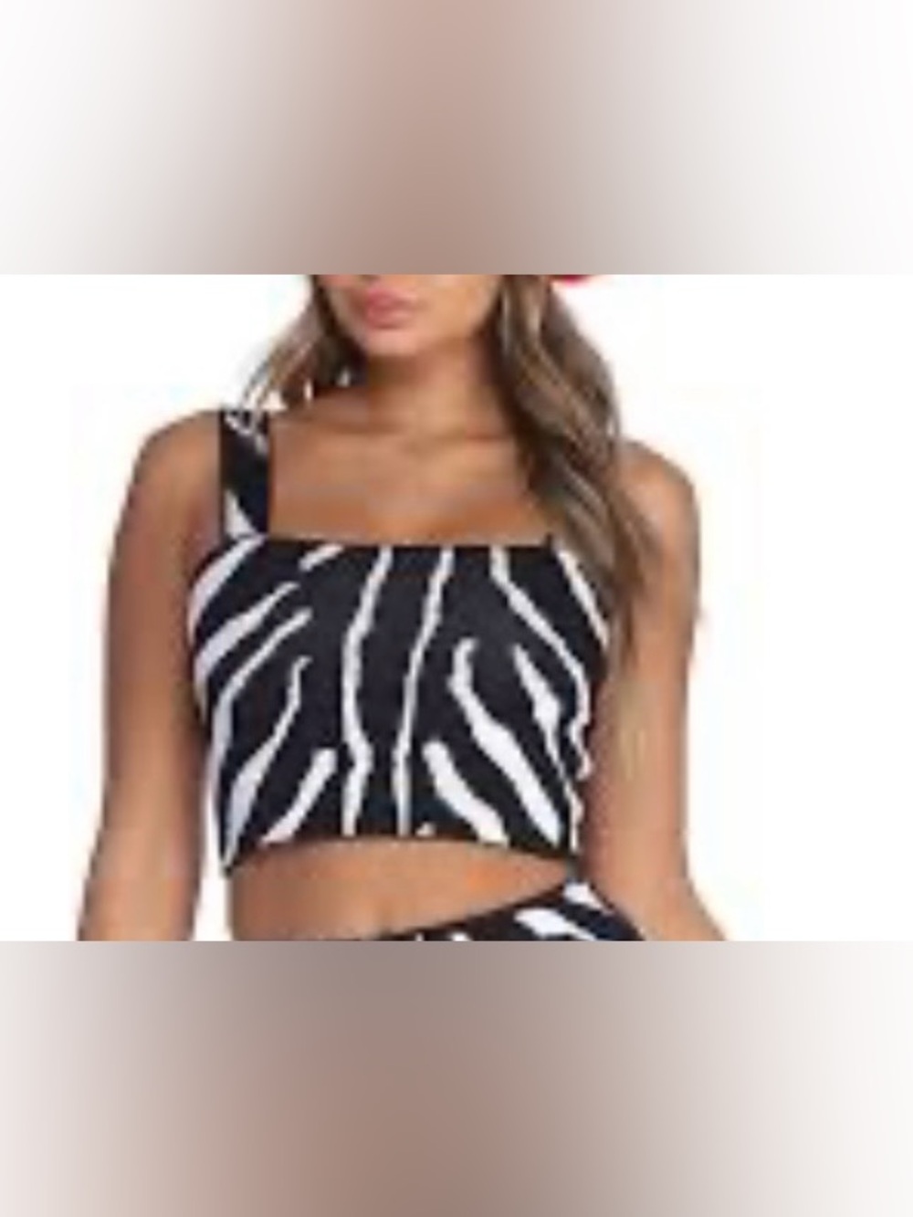 WINDSOR Black & White Zebra Print Cropped Tank Top, Size S